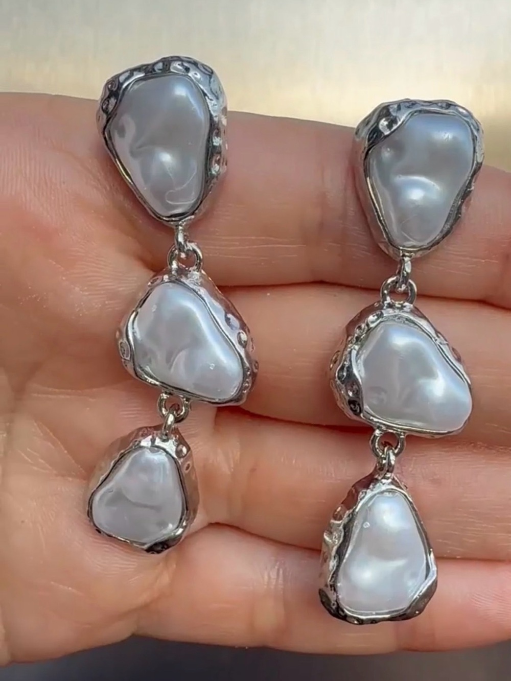 Elegant White Pearl Drop Earrings - Picture 2 of 3